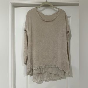 Tan knit shirt with layered detail